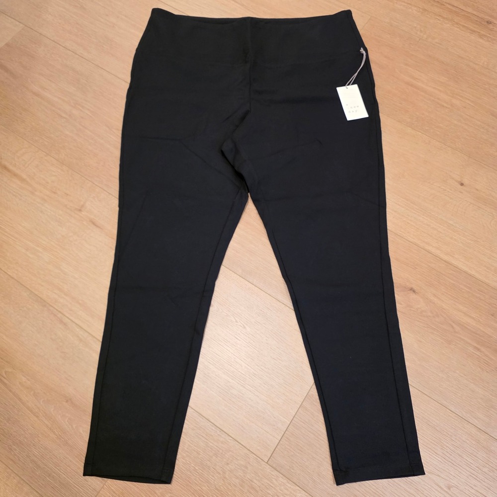 A New Day Womens 1X Black High Rise Skinny Ankle Pants Stretch Knit GW014 NWT